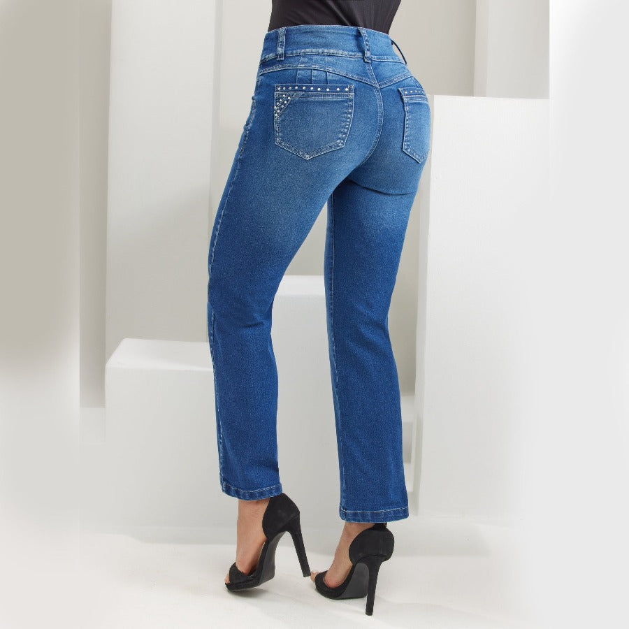 JEANS CON CORTE EN VISTA Y CORTE DIAGONA