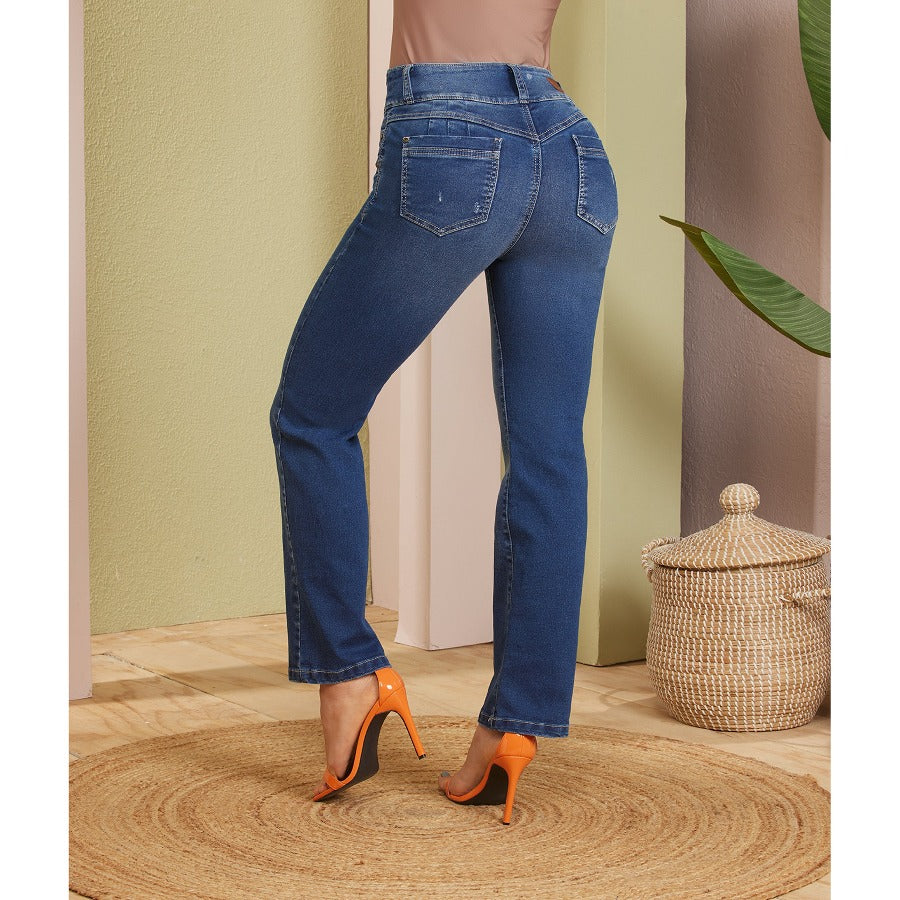 JEANS CON VISTA Y CORTE DIAGONAL