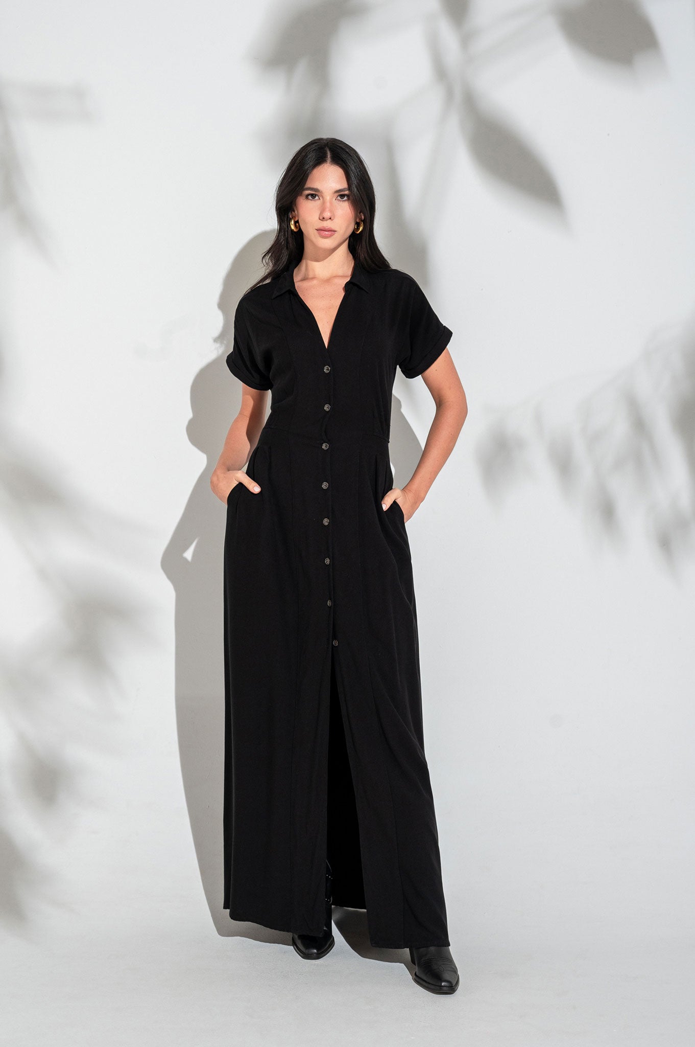 Vestido largo manga incluida