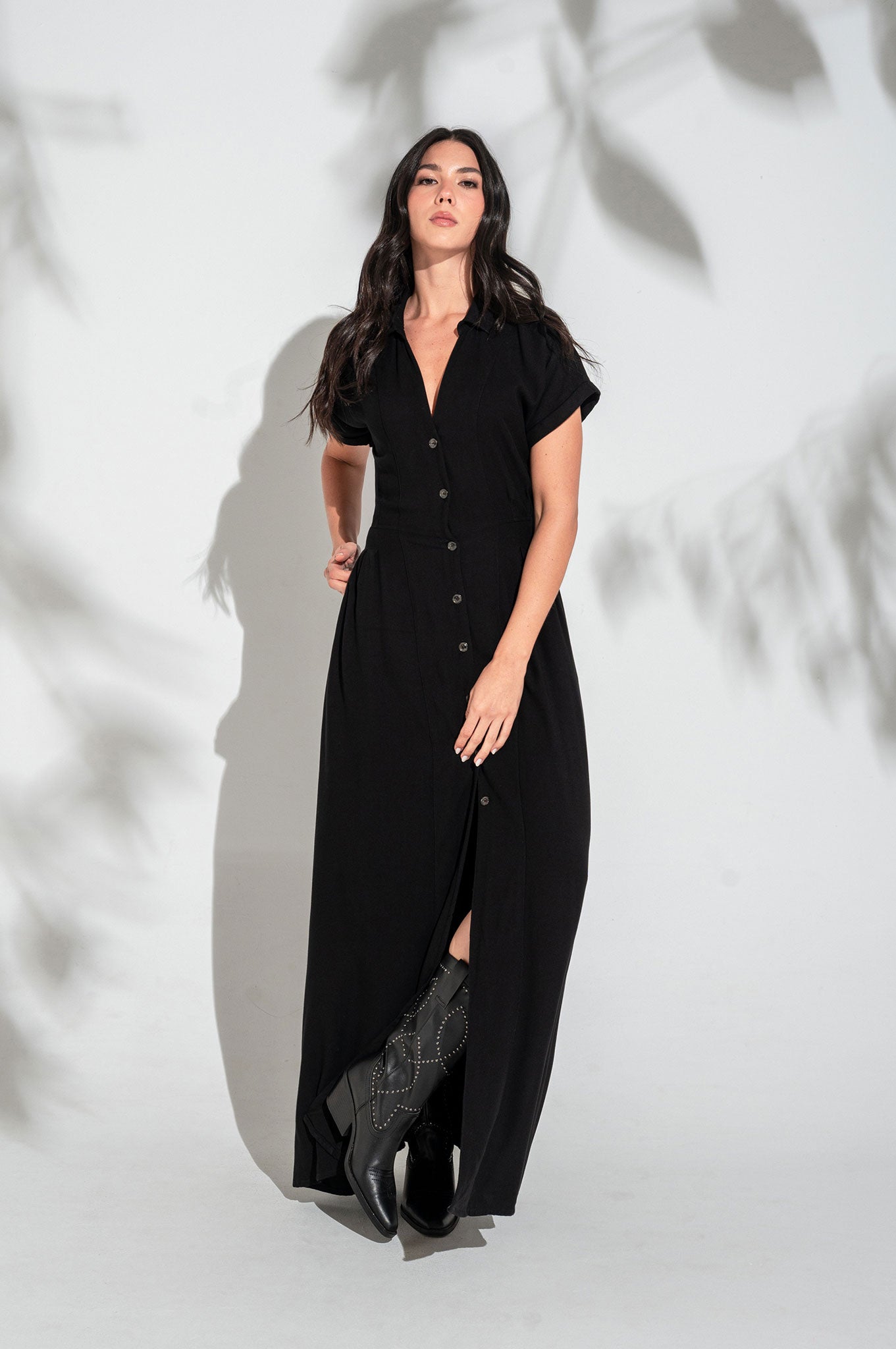 Vestido largo manga incluida