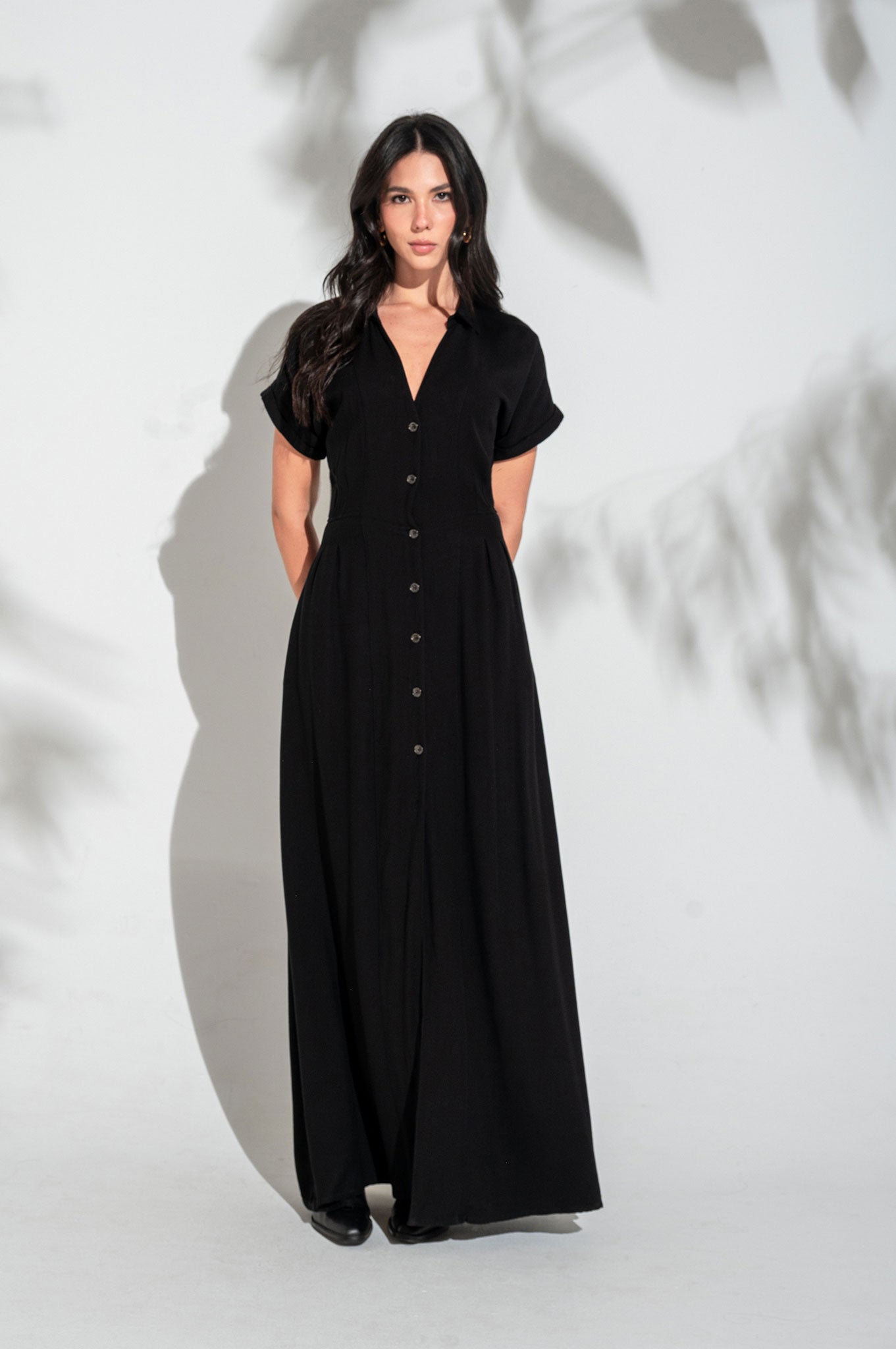 Vestido largo manga incluida