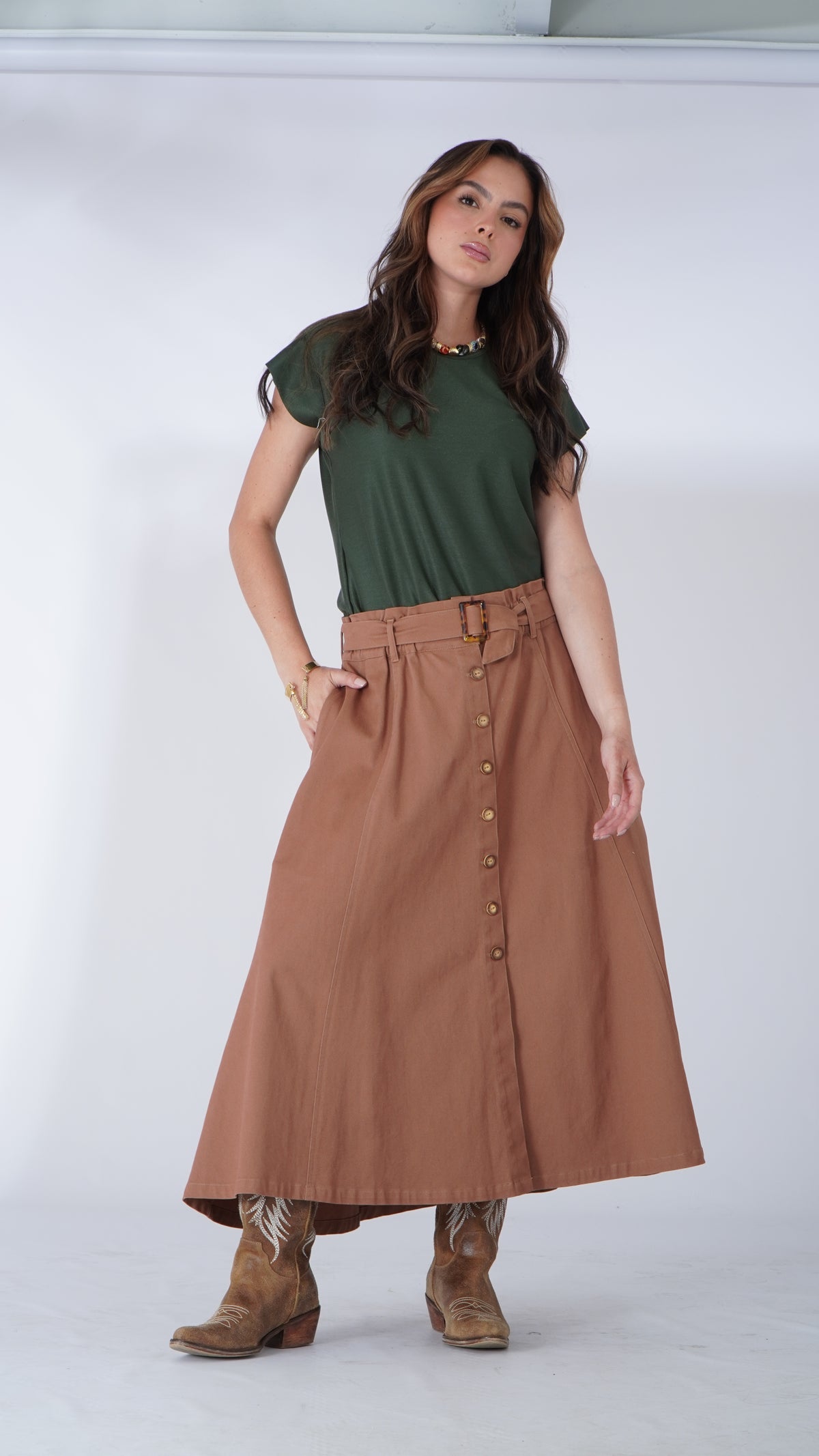 Falda largo midi