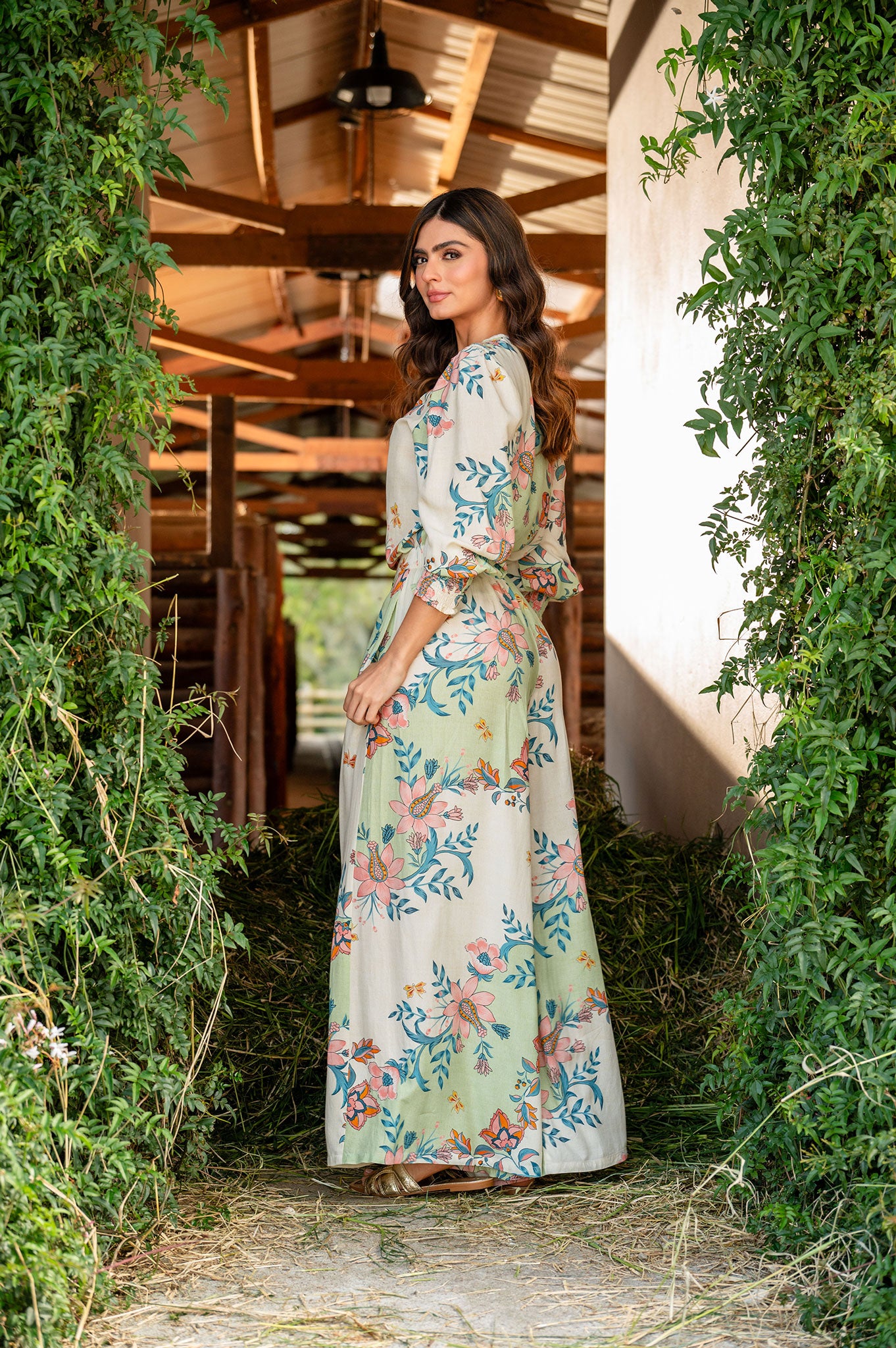Pantalón palazzo, elástico en cintura