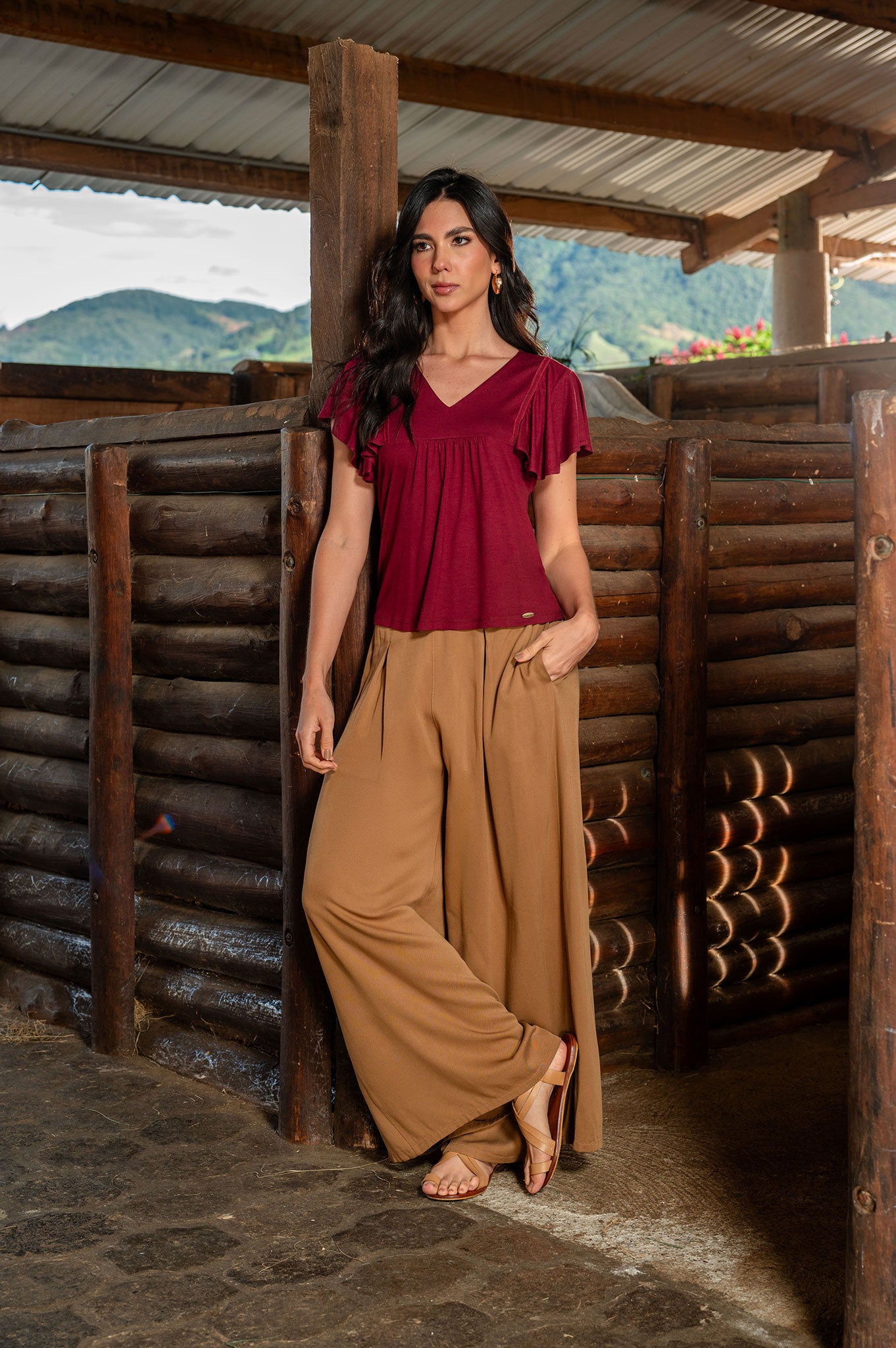 Pantalón palazzo, elástico en pretina