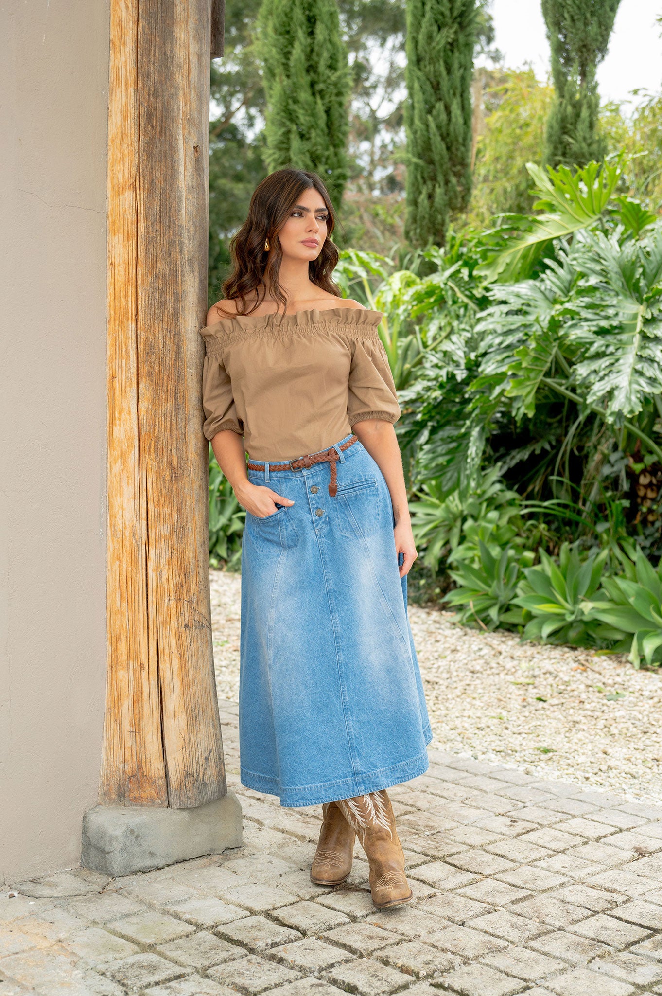 Blusa campesina manga corta con elástico