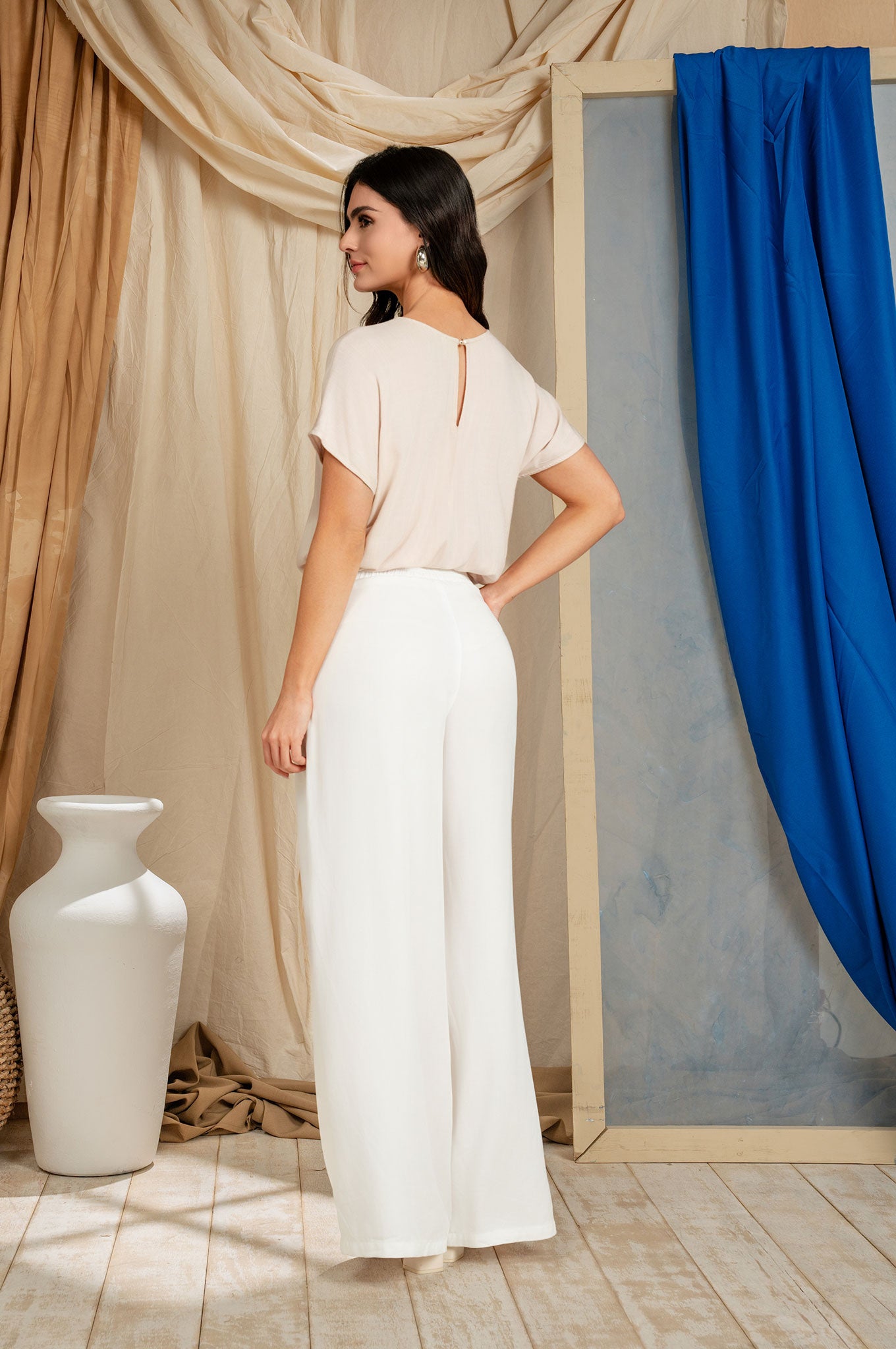 Blusa 3/4 con prense en escote