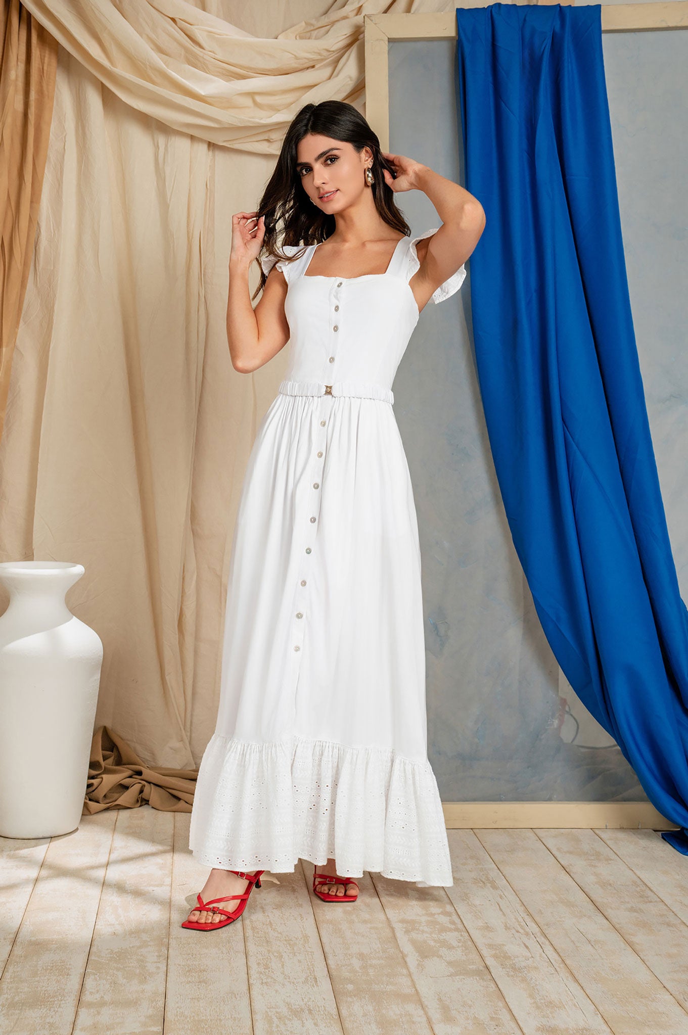 Vestido largo midi de cargaderas