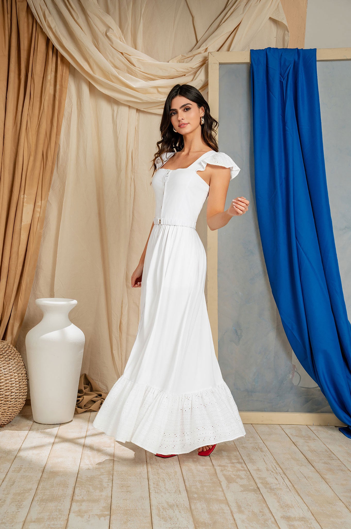 Vestido largo midi de cargaderas