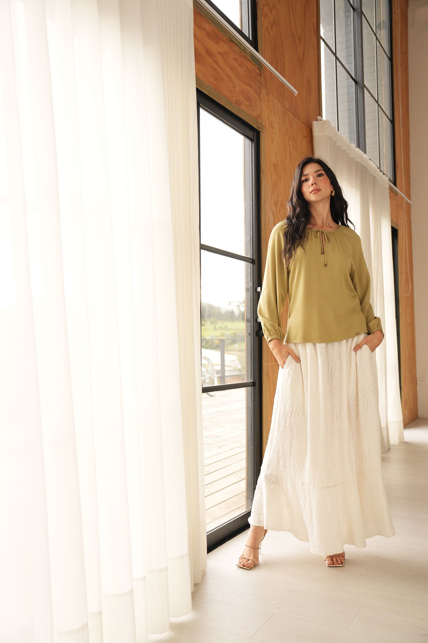 Blusa manga larga con puños elásticos