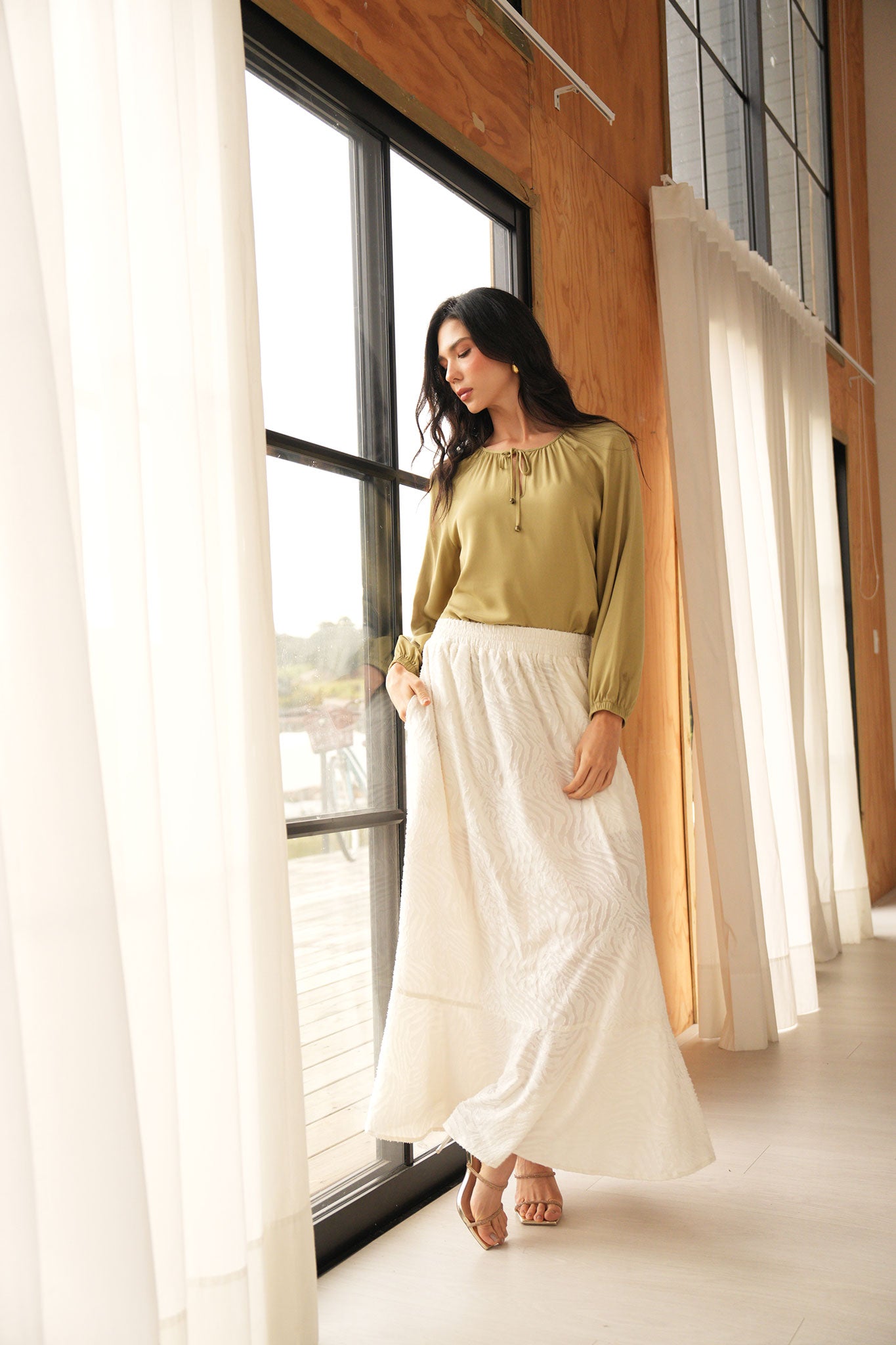 Blusa manga larga con puños elásticos