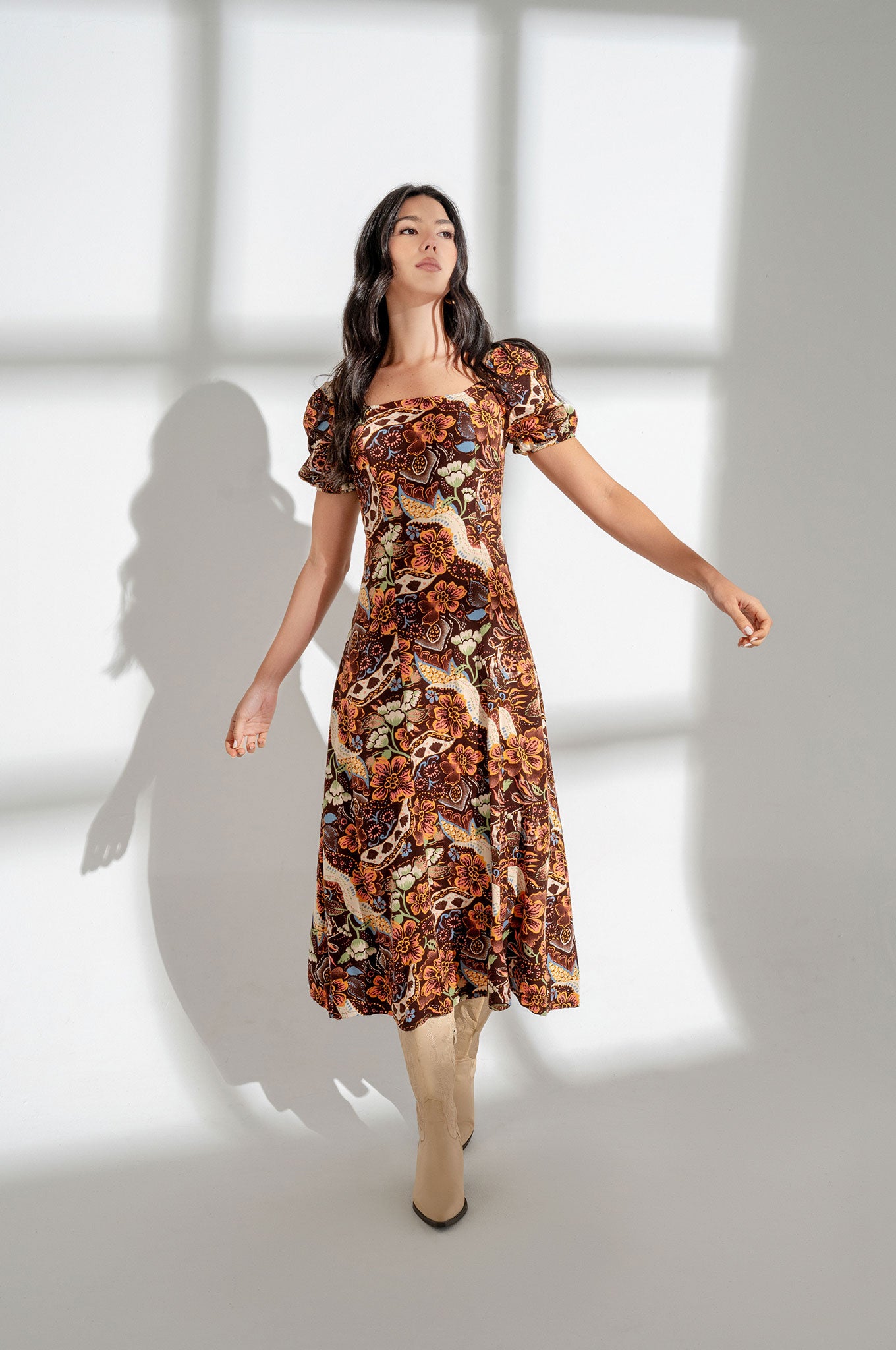 Vestido largo manga corta